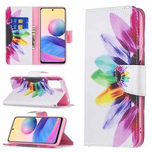 For Xiaomi Poco M3 Pro / Redmi Note 10 5G Colored Drawing Pattern Horizontal Flip Leather Case with Holder & Card Slots & Wallet(Sun Flower)