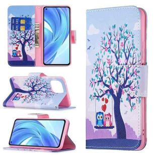 For Xiaomi Mi 11 Lite Colored Drawing Pattern Horizontal Flip Leather Case with Holder & Card Slots & Wallet(Owl)