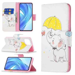 For Xiaomi Mi 11 Lite Colored Drawing Pattern Horizontal Flip Leather Case with Holder & Card Slots & Wallet(Umbrella Elephant)