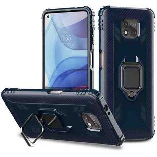 For Motorola Moto G Power 5G 2021 Carbon Fiber Protective Case with 360 Degree Rotating Ring Holder(Blue)