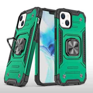 For iPhone 13 mini Magnetic Armor Shockproof TPU + PC Case with Metal Ring Holder (Dark Green)