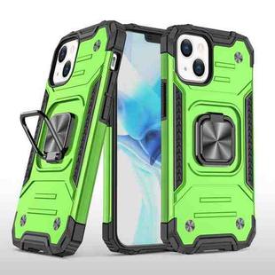 For iPhone 13 Magnetic Armor Shockproof TPU + PC Case with Metal Ring Holder(Green)