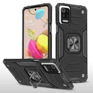 For LG K52 Magnetic Armor Shockproof TPU + PC Case with Metal Ring Holder(Black)