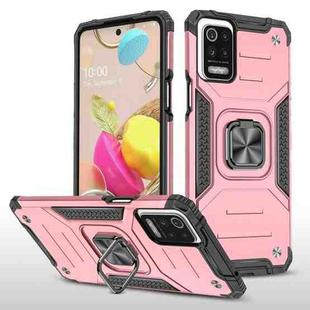 For LG K52 Magnetic Armor Shockproof TPU + PC Case with Metal Ring Holder(Rose Gold)