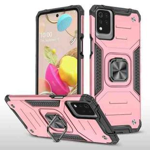 For LG K53 Magnetic Armor Shockproof TPU + PC Case with Metal Ring Holder(Rose Gold)