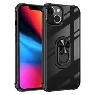 For iPhone 13 Pro Max Ultra Shockproof Transparent TPU + Acrylic Protective Case with Ring Holder (Black)