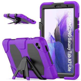 For Samsung Galaxy A7 Lite 8.7 2021 T220 / T225 Shockproof Colorful Silicon + PC Protective Case with Holder & Pen Slot(Purple)