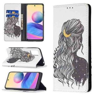 For Xiaomi Poco M3 Pro / Redmi Note 10 5G Colored Drawing Pattern Invisible Magnetic Horizontal Flip PU Leather Case with Holder & Card Slots & Wallet(Girl)
