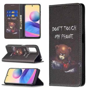For Xiaomi Poco M3 Pro / Redmi Note 10 5G Colored Drawing Pattern Invisible Magnetic Horizontal Flip PU Leather Case with Holder & Card Slots & Wallet(Bear)