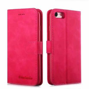 For iPhone 7 / 8 Diaobaolee Pure Fresh Texture Horizontal Flip Leather Case, with Holder & Card Slot & Wallet & Photo Frame(Red)