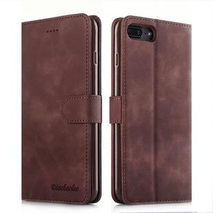 For iPhone 7 Plus / 8 Plus Diaobaolee Pure Fresh Texture Horizontal Flip Leather Case, with Holder & Card Slot & Wallet & Photo Frame(Brown)