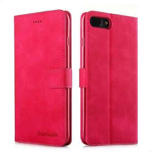 For iPhone 7 Plus / 8 Plus Diaobaolee Pure Fresh Texture Horizontal Flip Leather Case, with Holder & Card Slot & Wallet & Photo Frame(Red)