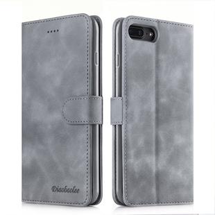 For iPhone 7 Plus / 8 Plus Diaobaolee Pure Fresh Texture Horizontal Flip Leather Case, with Holder & Card Slot & Wallet & Photo Frame(Grey)