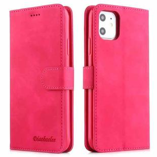 For iPhone 11 Diaobaolee Pure Fresh Texture Horizontal Flip Leather Case, with Holder & Card Slot & Wallet & Photo Frame(Red)