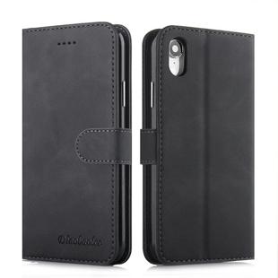 For iPhone XR Diaobaolee Pure Fresh Texture Horizontal Flip Leather Case, with Holder & Card Slot & Wallet & Photo Frame(Black)