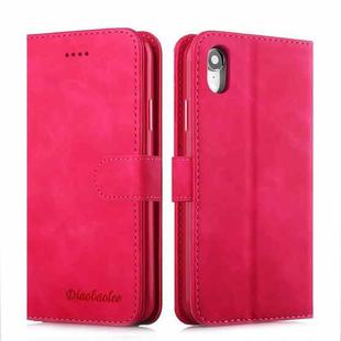 For iPhone XR Diaobaolee Pure Fresh Texture Horizontal Flip Leather Case, with Holder & Card Slot & Wallet & Photo Frame(Red)