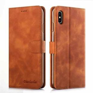 For iPhone XS Max Diaobaolee Pure Fresh Texture Horizontal Flip Leather Case, with Holder & Card Slot & Wallet & Photo Frame(Yellow)