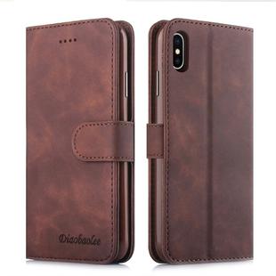 For iPhone XS Max Diaobaolee Pure Fresh Texture Horizontal Flip Leather Case, with Holder & Card Slot & Wallet & Photo Frame(Brown)