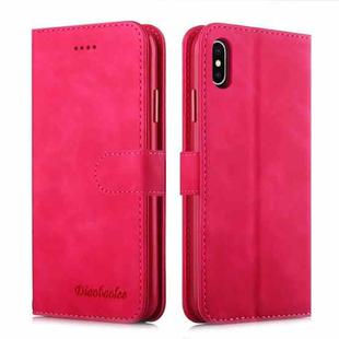 For iPhone XS Max Diaobaolee Pure Fresh Texture Horizontal Flip Leather Case, with Holder & Card Slot & Wallet & Photo Frame(Red)