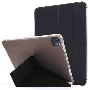 For iPad Pro 12.9 2022 / 2021 Multi-folding Horizontal Flip PU Leather + Shockproof TPU Tablet Case with Holder & Pen Slot(Black)