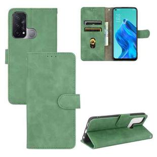 For OPPO Reno5 A(Japan) Solid Color Skin Feel Magnetic Buckle Horizontal Flip Calf Texture PU Leather Case with Holder & Card Slots & Wallet(Green)
