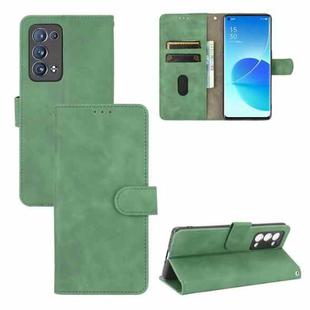 For OPPO Reno6 Pro+ Solid Color Skin Feel Magnetic Buckle Horizontal Flip Calf Texture PU Leather Case with Holder & Card Slots & Wallet(Green)
