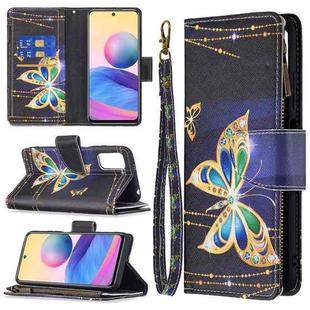 For Xiaomi Poco M3 Pro / Redmi Note 10 5G Colored Drawing Pattern Zipper Horizontal Flip Leather Case with Holder & Card Slots & Wallet(Big Butterfly)