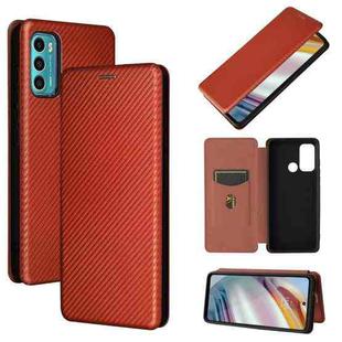 For Motorola Moto G60 / G40 Fusion Carbon Fiber Texture Horizontal Flip TPU + PC + PU Leather Case with Card Slot(Brown)