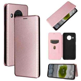 For Nokia X10 Carbon Fiber Texture Horizontal Flip TPU + PC + PU Leather Case with Card Slot(Pink)