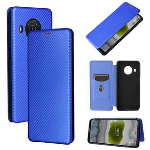 For Nokia X10 Carbon Fiber Texture Horizontal Flip TPU + PC + PU Leather Case with Card Slot(Blue)