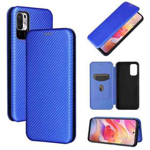 For Xiaomi Redmi Note 10 5G Carbon Fiber Texture Horizontal Flip TPU + PC + PU Leather Case with Card Slot(Blue)