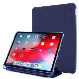 For iPad Pro 12.9 2022 / 2021 Multi-folding Horizontal Flip PU Leather + Shockproof Airbag TPU Tablet Case with Holder & Pen Slot & Wake-up / Sleep Function(Dark Blue)