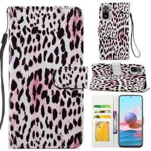 For Xiaomi Redmi Note 10 Painted Pattern Horizontal Flip Leather Case with Holder & Card Slots & Photo Frame(Leopard)