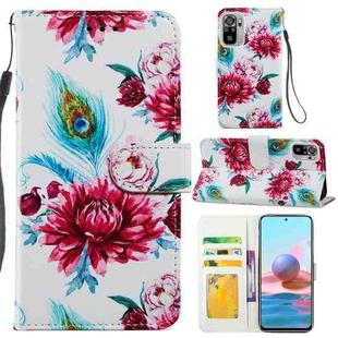 For Xiaomi Redmi Note 10 Painted Pattern Horizontal Flip Leather Case with Holder & Card Slots & Photo Frame(Peacock Flower)