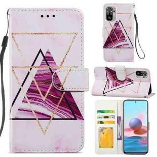 For Xiaomi Redmi Note 10 Painted Pattern Horizontal Flip Leather Case with Holder & Card Slots & Photo Frame(Three-color Marble)