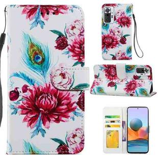 For Xiaomi Redmi Note 10 Pro Painted Pattern Horizontal Flip Leather Case with Holder & Card Slots & Photo Frame(Peacock Flower)