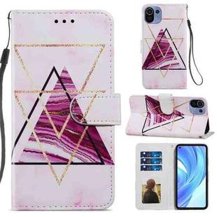 For Xiaomi Mi 11 Lite Painted Pattern Horizontal Flip Leather Case with Holder & Card Slots & Photo Frame(Three-color Marble)