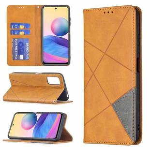 For Xiaomi Poco M3 Pro / Redmi Note 10 5G Rhombus Texture Horizontal Flip Magnetic Leather Case with Holder & Card Slots(Yellow)