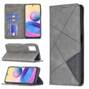 For Xiaomi Poco M3 Pro / Redmi Note 10 5G Rhombus Texture Horizontal Flip Magnetic Leather Case with Holder & Card Slots(Grey)