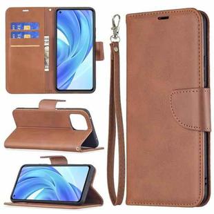 For Xiaomi Mi 11 Lite Retro Lambskin Texture Pure Color Horizontal Flip PU Leather Case with Holder & Card Slots & Wallet & Lanyard(Brown)