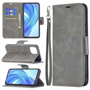 For Xiaomi Mi 11 Lite Retro Lambskin Texture Pure Color Horizontal Flip PU Leather Case with Holder & Card Slots & Wallet & Lanyard(Grey)