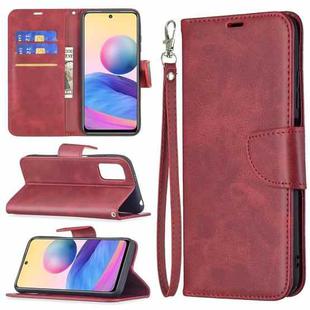 For Xiaomi Poco M3 Pro / Redmi Note 10 5G Retro Lambskin Texture Pure Color Horizontal Flip PU Leather Case with Holder & Card Slots & Wallet & Lanyard(Red)