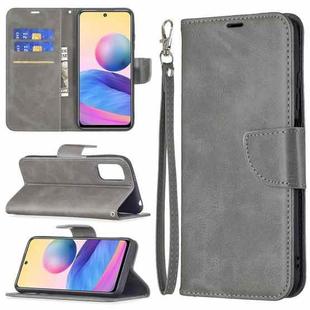 For Xiaomi Poco M3 Pro / Redmi Note 10 5G Retro Lambskin Texture Pure Color Horizontal Flip PU Leather Case with Holder & Card Slots & Wallet & Lanyard(Grey)