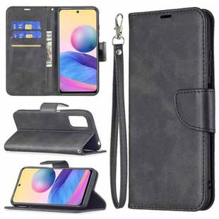 For Xiaomi Poco M3 Pro / Redmi Note 10 5G Retro Lambskin Texture Pure Color Horizontal Flip PU Leather Case with Holder & Card Slots & Wallet & Lanyard(Black)