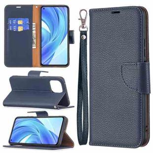 For Xiaomi Mi 11 Lite Litchi Texture Pure Color Horizontal Flip Leather Case with Holder & Card Slots & Wallet & Lanyard(Dark Blue)