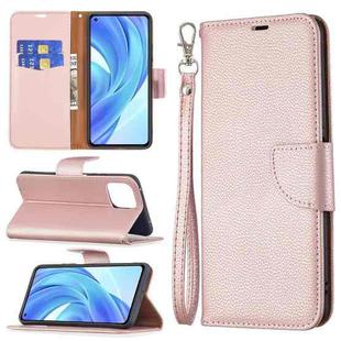 For Xiaomi Mi 11 Lite Litchi Texture Pure Color Horizontal Flip Leather Case with Holder & Card Slots & Wallet & Lanyard(Rose Gold)