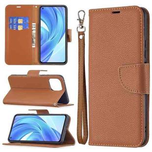 For Xiaomi Mi 11 Lite Litchi Texture Pure Color Horizontal Flip Leather Case with Holder & Card Slots & Wallet & Lanyard(Brown)