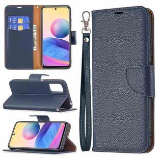 For Xiaomi Poco M3 Pro / Redmi Note 10 5G Litchi Texture Pure Color Horizontal Flip Leather Case with Holder & Card Slots & Wallet & Lanyard(Dark Blue)