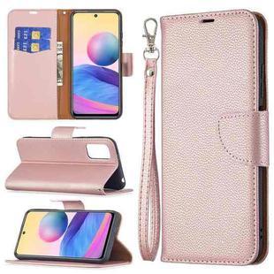 For Xiaomi Poco M3 Pro / Redmi Note 10 5G Litchi Texture Pure Color Horizontal Flip Leather Case with Holder & Card Slots & Wallet & Lanyard(Rose Gold)