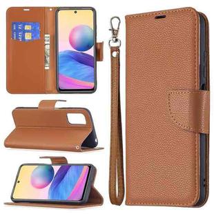 For Xiaomi Poco M3 Pro / Redmi Note 10 5G Litchi Texture Pure Color Horizontal Flip Leather Case with Holder & Card Slots & Wallet & Lanyard(Brown)